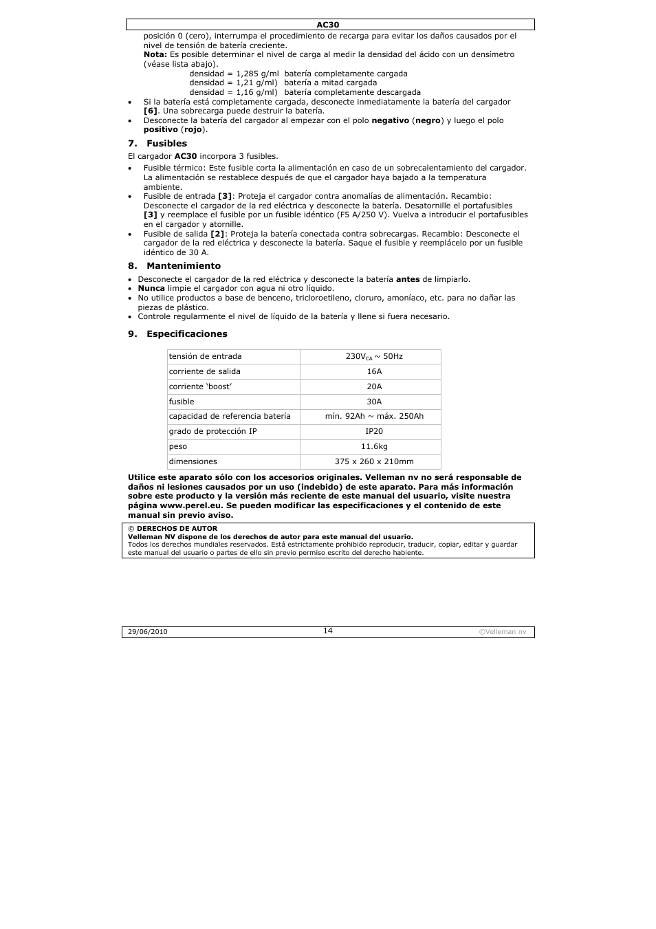 Velleman AC30 User Manual | Page 14 / 23