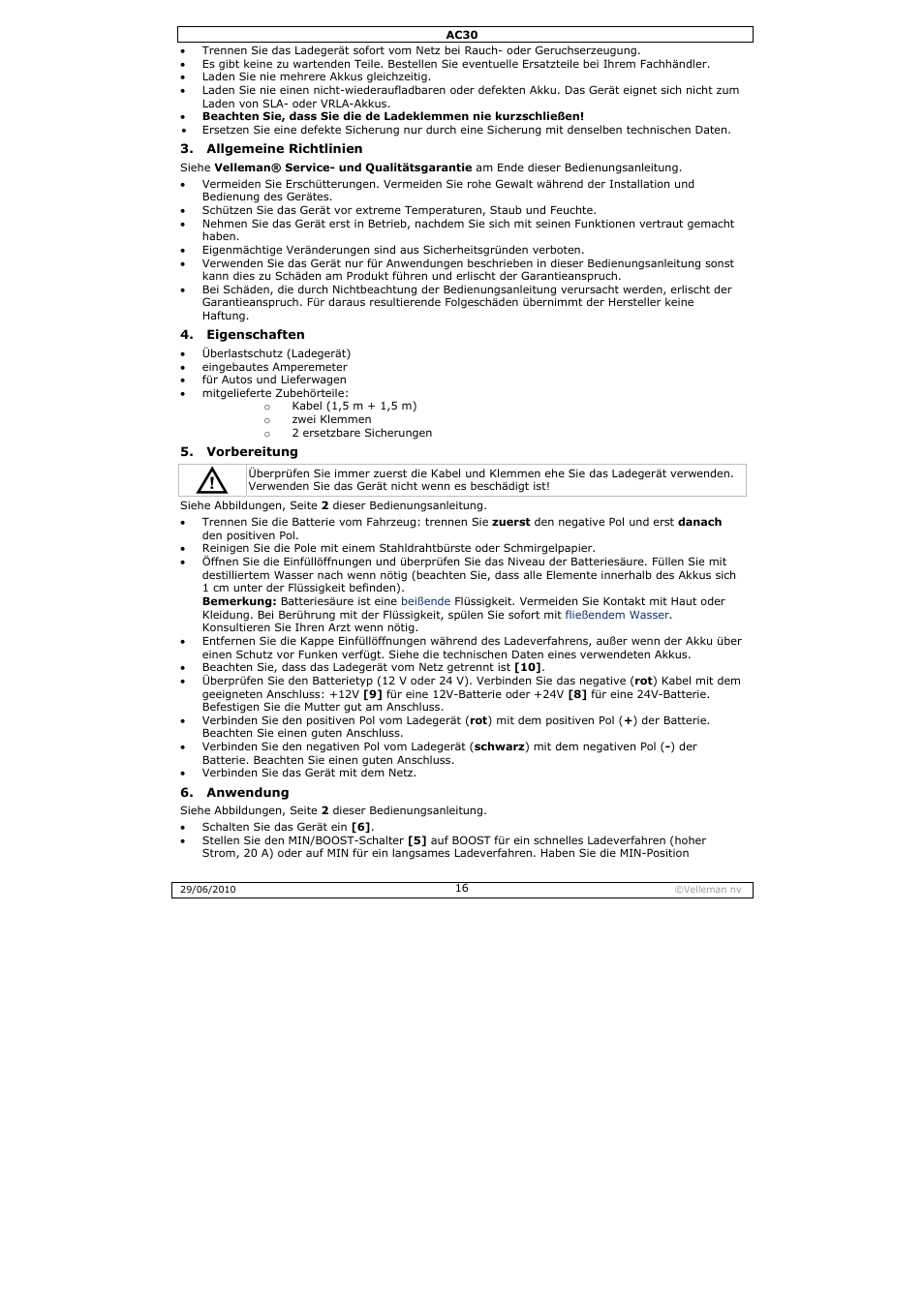 Velleman AC30 User Manual | Page 16 / 23