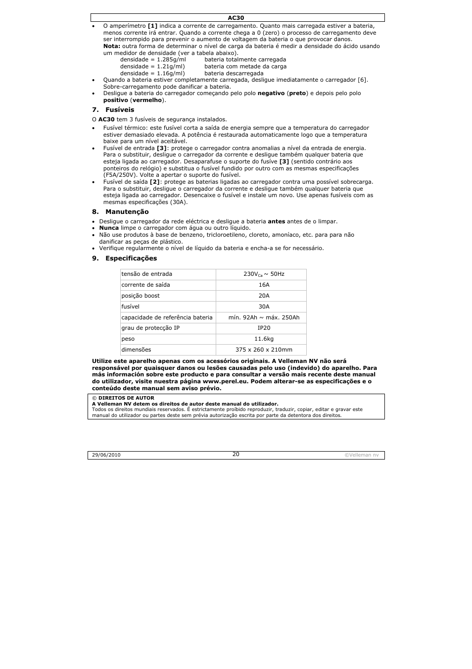 Velleman AC30 User Manual | Page 20 / 23