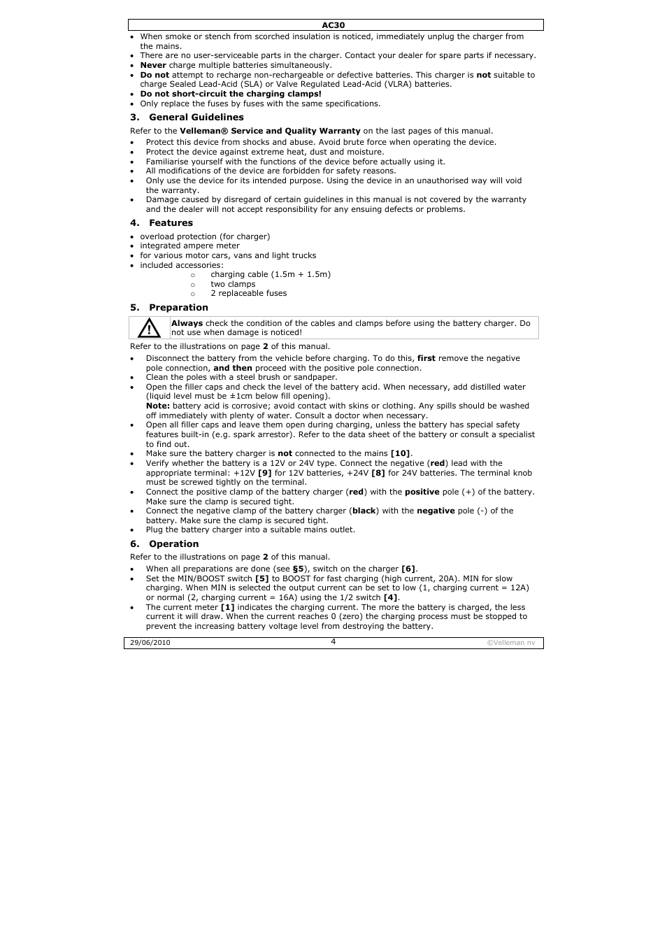 Velleman AC30 User Manual | Page 4 / 23
