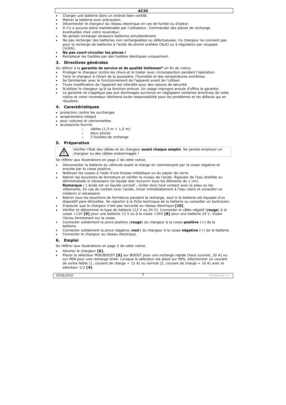 Velleman AC30 User Manual | Page 7 / 23