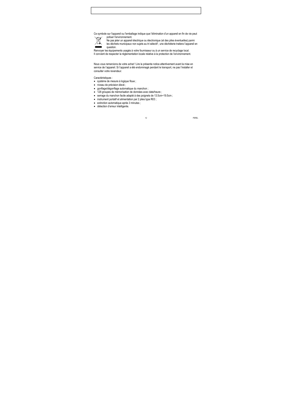 Cbp1 – tensiomètre de poignet numérique | Velleman CBP1 User Manual | Page 12 / 64