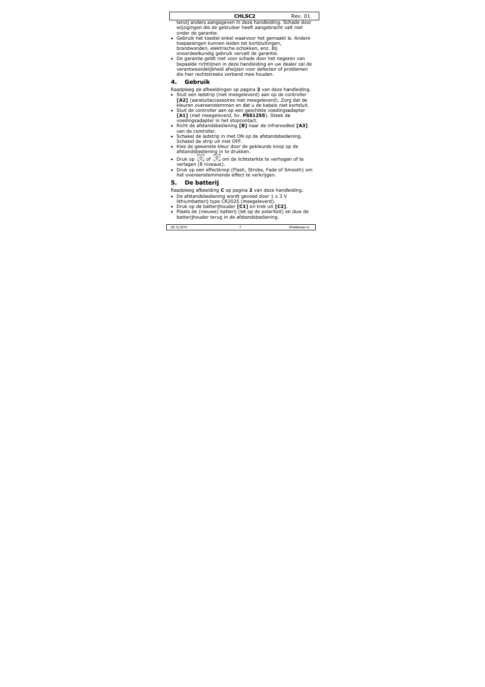 Velleman CHLSC2 User Manual | Page 7 / 22