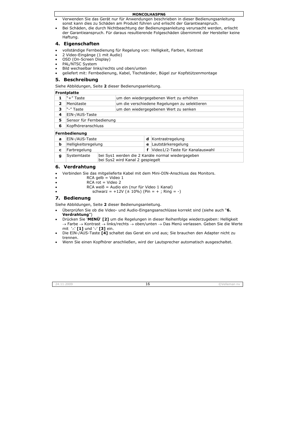 Velleman MONCOLHA5PN6 User Manual | Page 16 / 19
