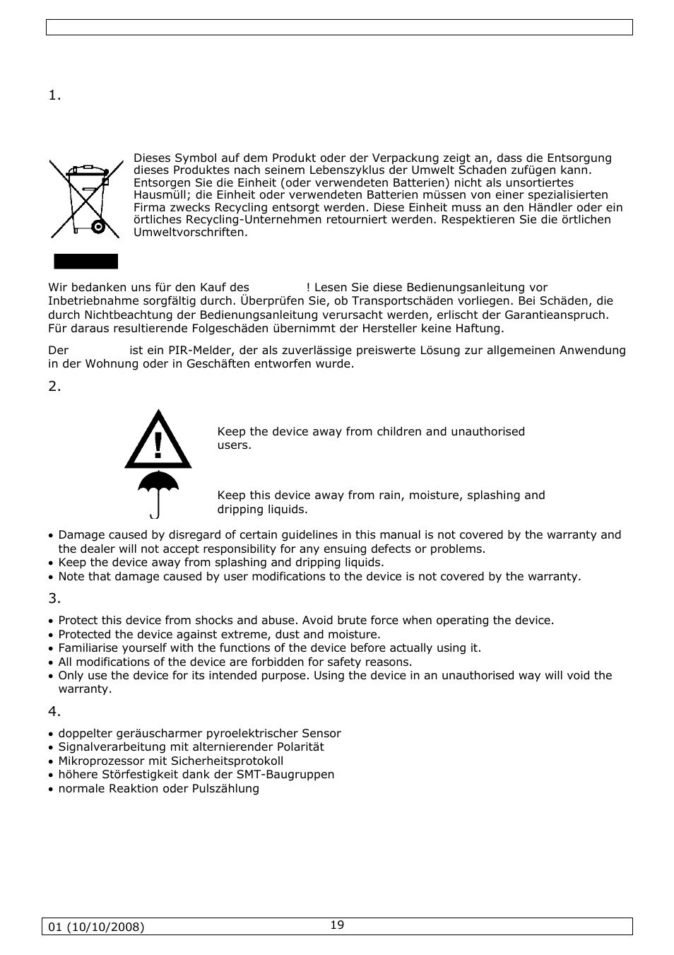 Bedienungsanleitung 1. einführung, Safety instructions, General guidelines | Eigenschaften | Velleman HAA52N User Manual | Page 19 / 22