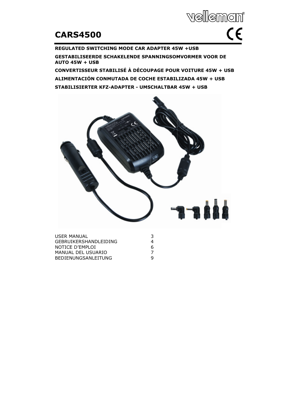 Velleman CARS4500 User Manual | 12 pages