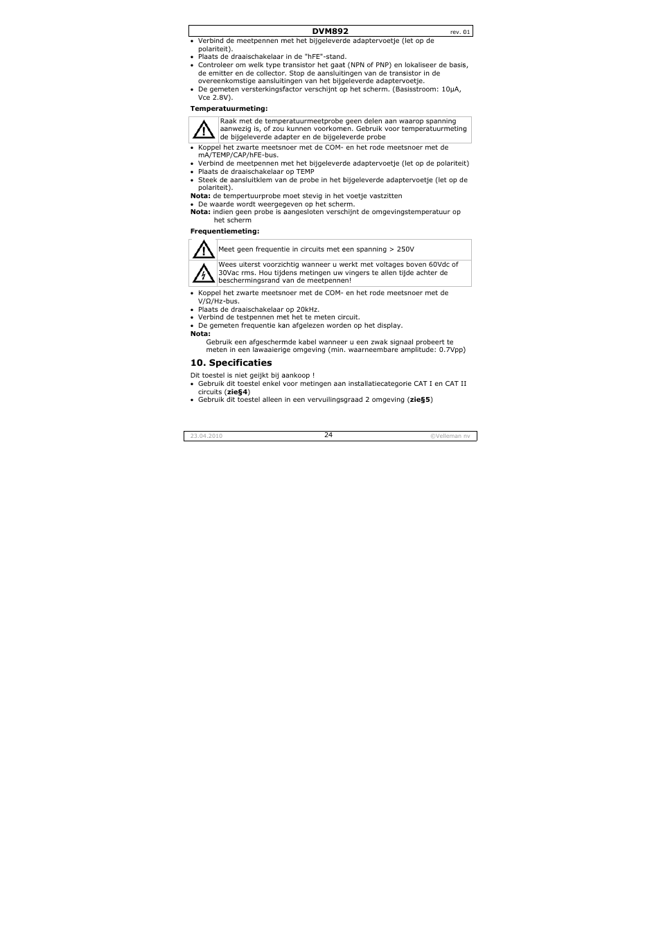 Velleman DVM892 User Manual | Page 24 / 68