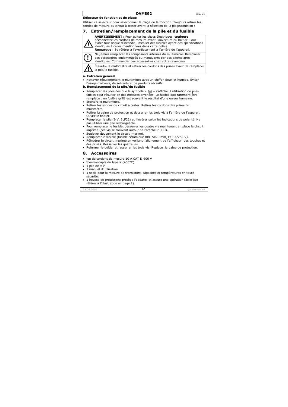Velleman DVM892 User Manual | Page 32 / 68