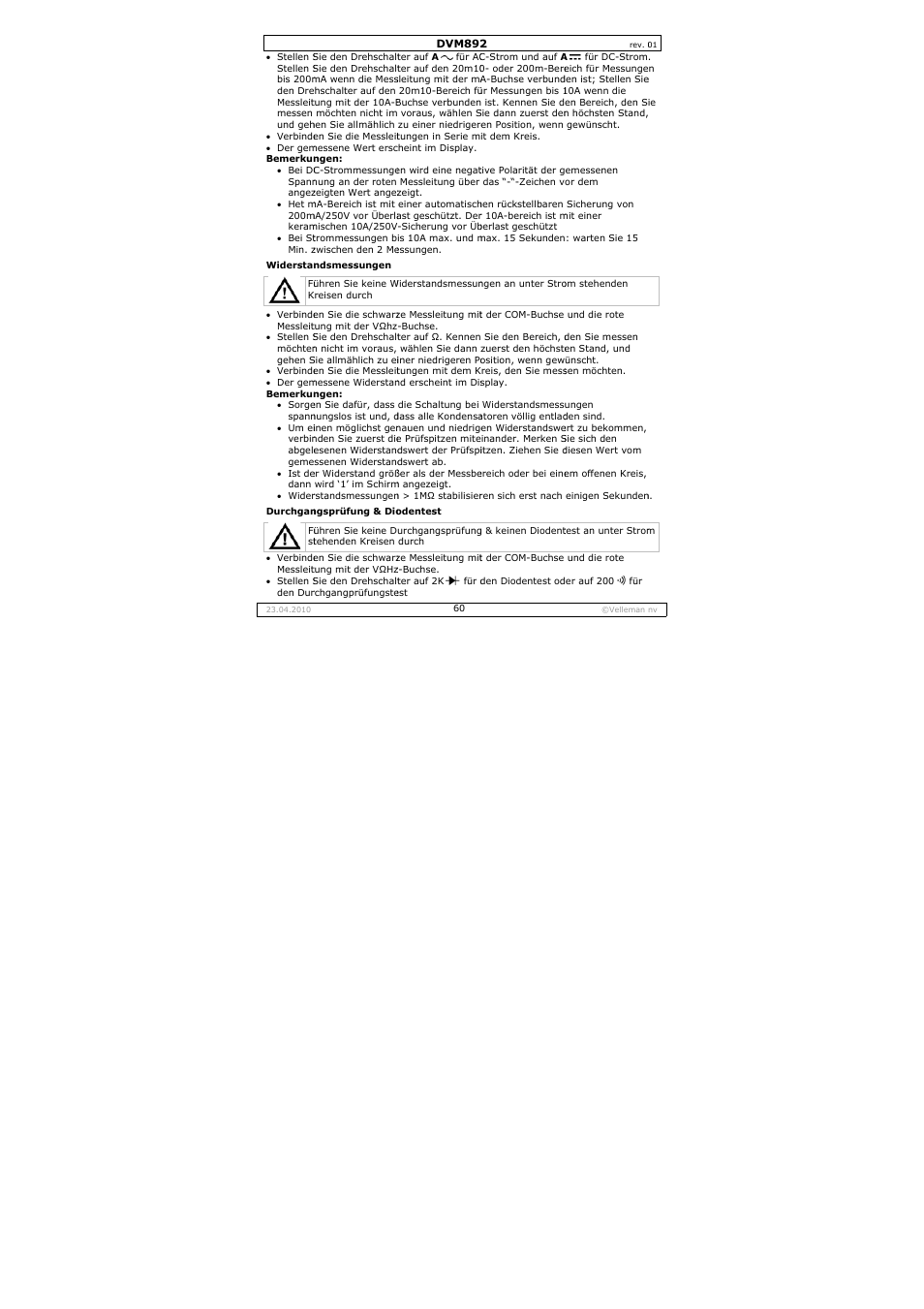 Velleman DVM892 User Manual | Page 60 / 68
