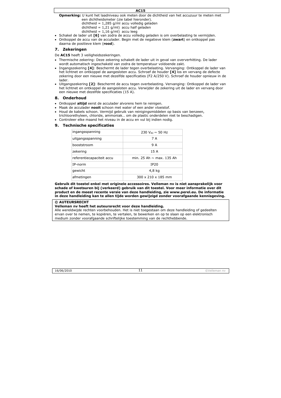 Velleman AC15 User Manual | Page 11 / 23