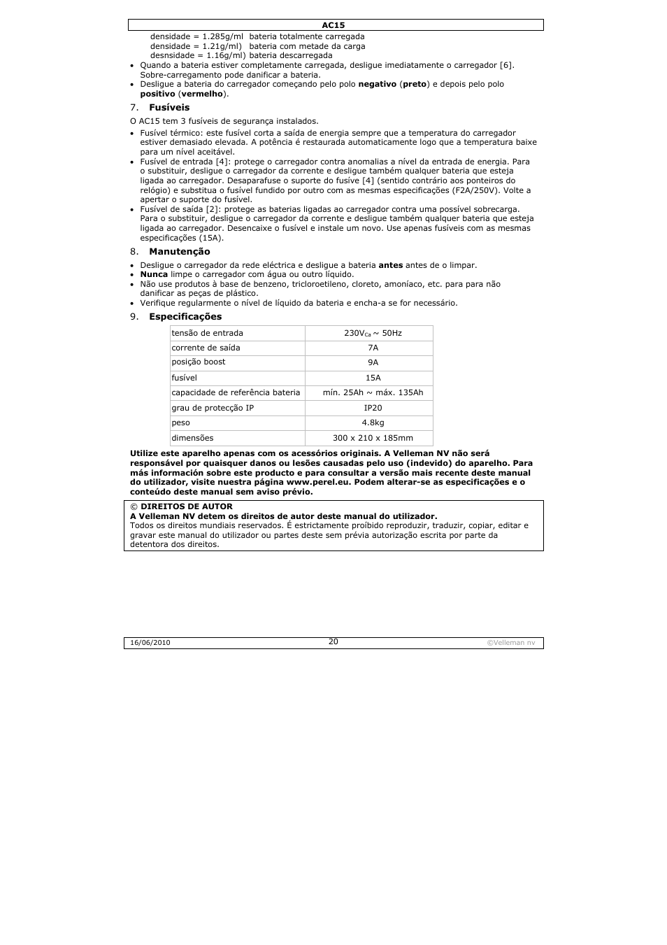 Velleman AC15 User Manual | Page 20 / 23