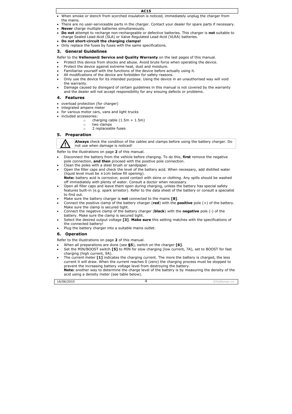 Velleman AC15 User Manual | Page 4 / 23