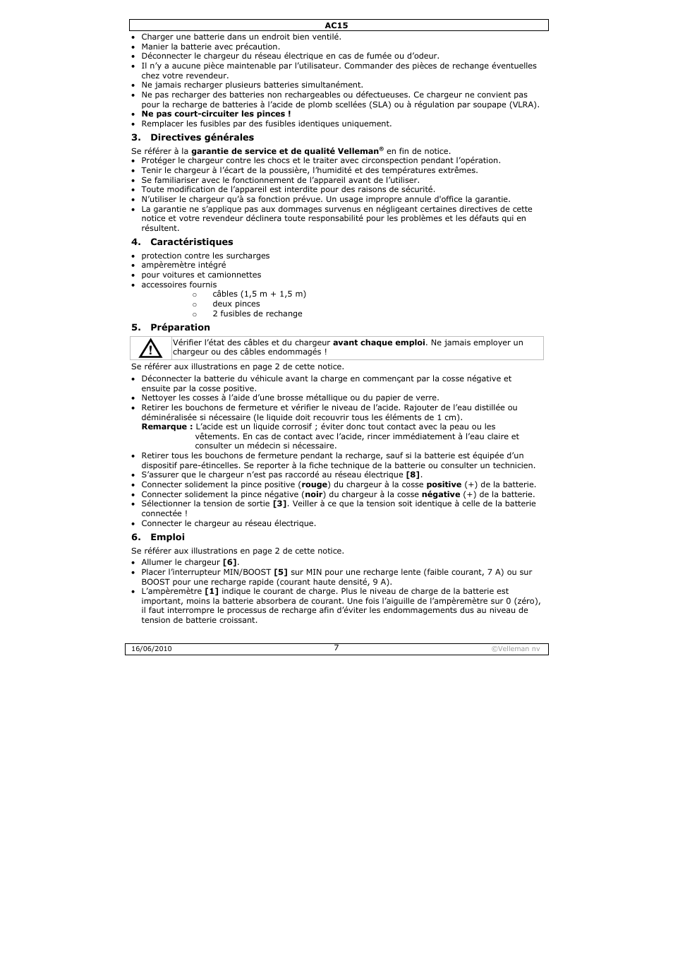 Velleman AC15 User Manual | Page 7 / 23