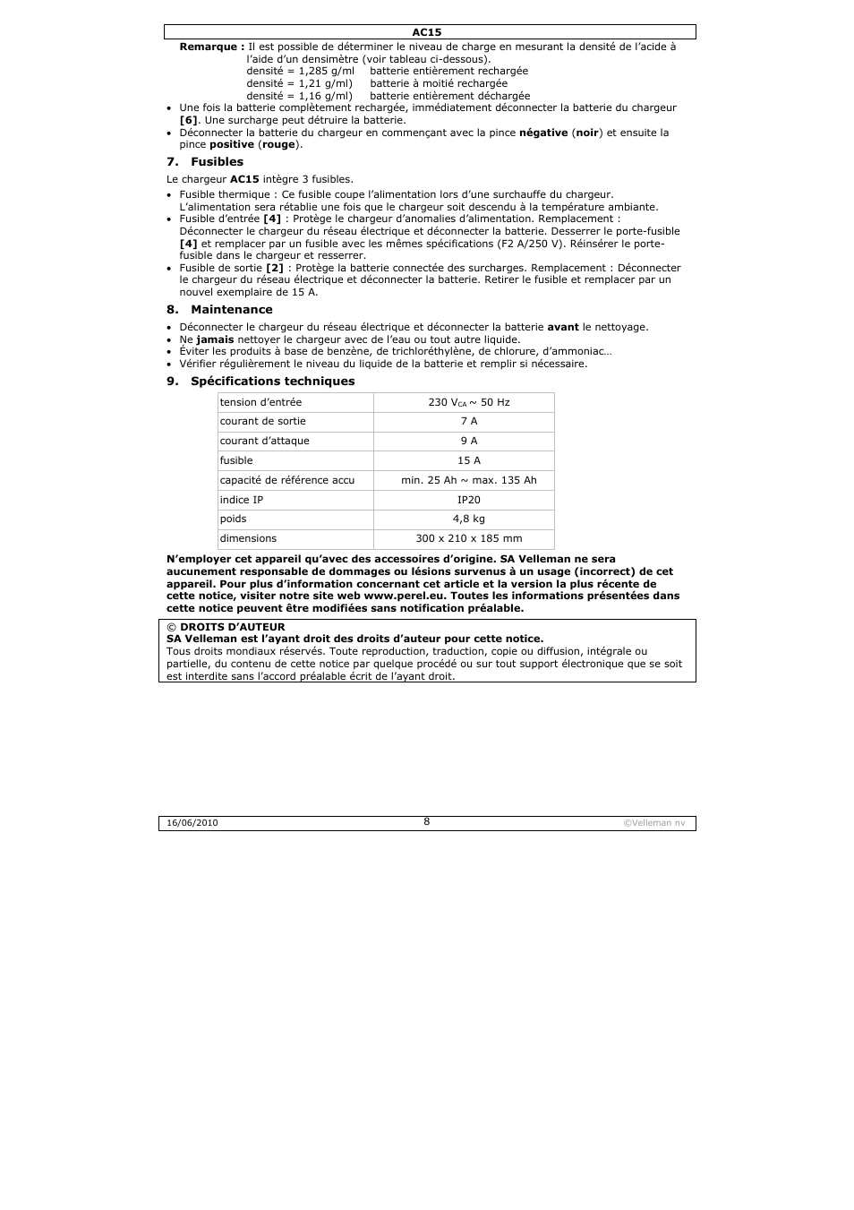 Velleman AC15 User Manual | Page 8 / 23