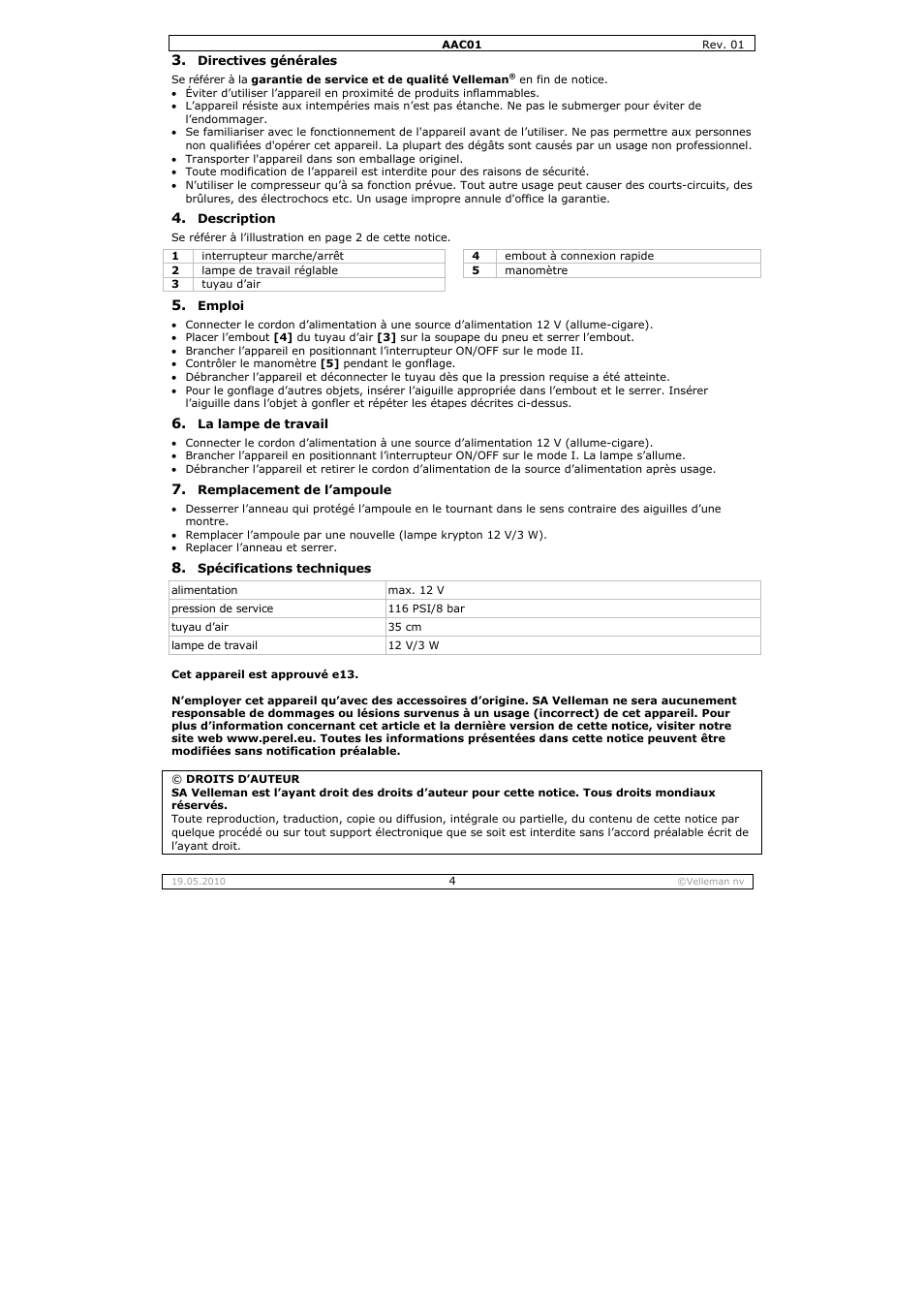 Velleman AAC01 User Manual | Page 4 / 12