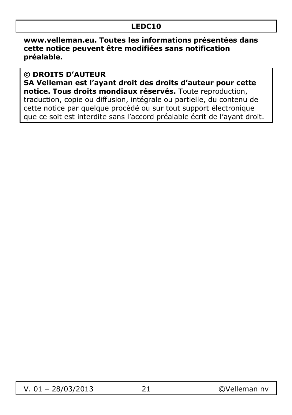 Velleman LEDC10 User Manual | Page 21 / 54