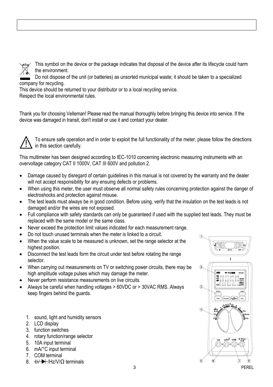 Velleman EVM1400 User Manual | Page 3 / 60