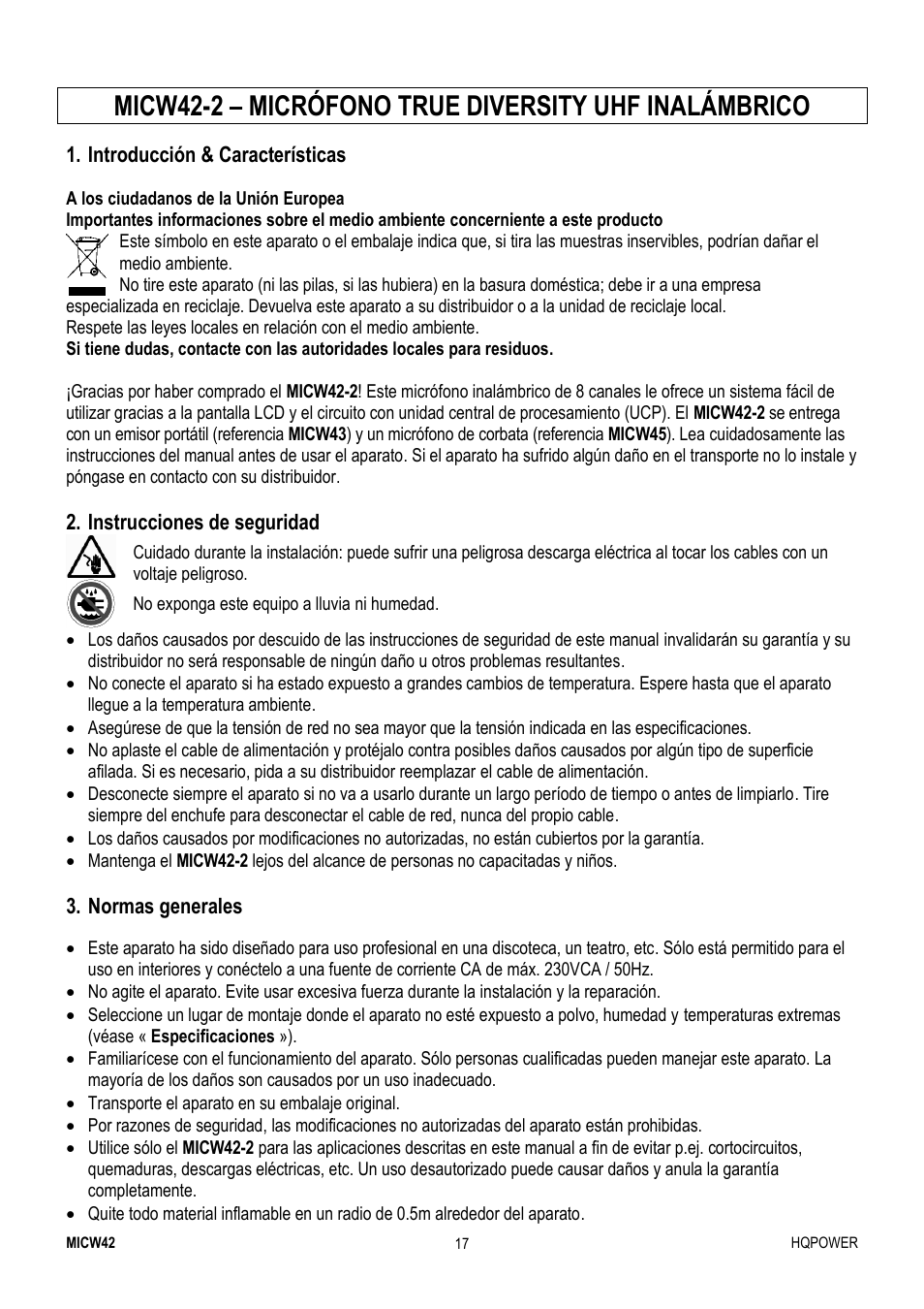 Velleman MICW42-2 User Manual | Page 17 / 30