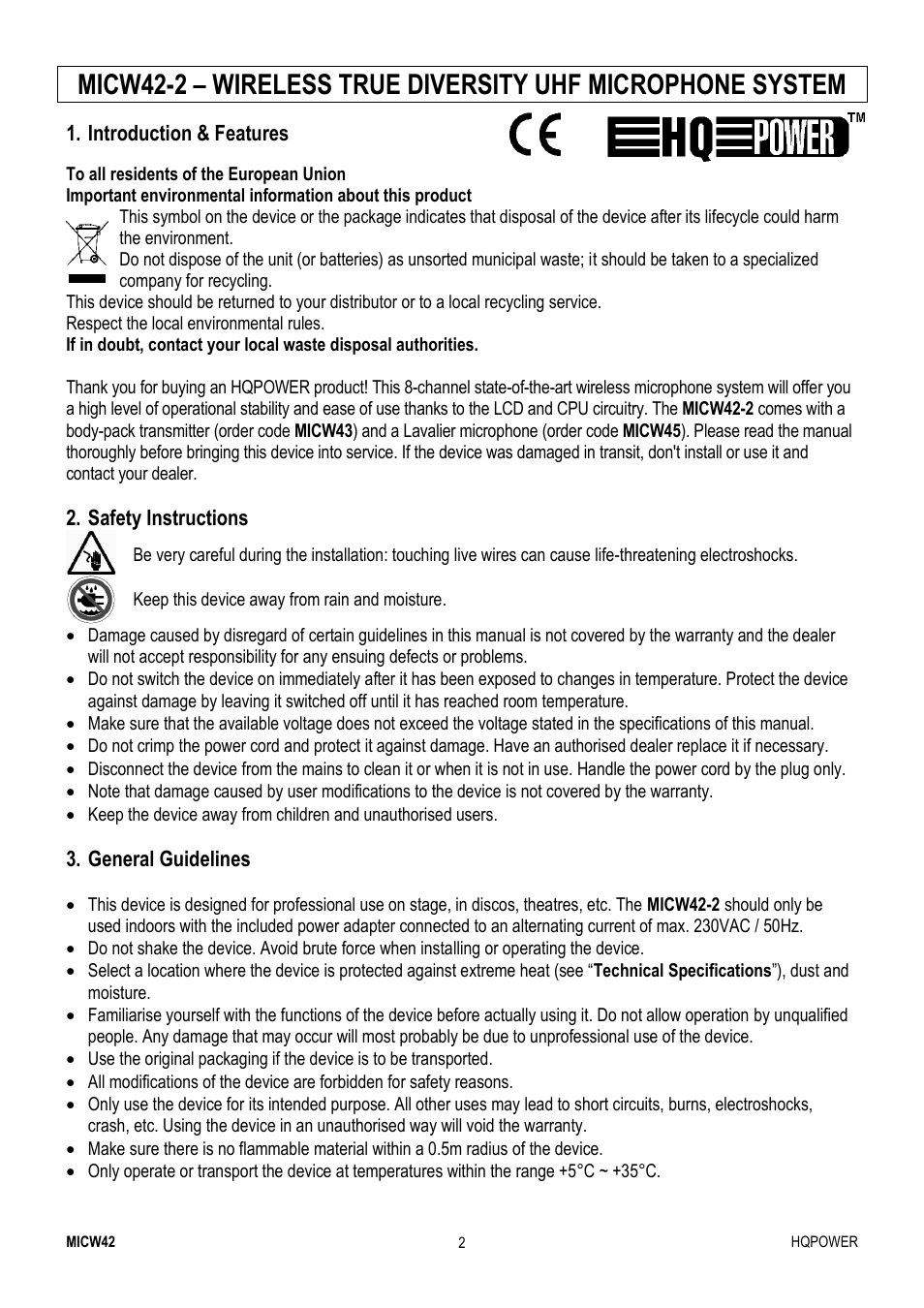 Velleman MICW42-2 User Manual | Page 2 / 30