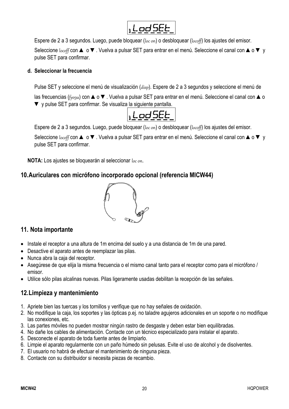 Velleman MICW42-2 User Manual | Page 20 / 30