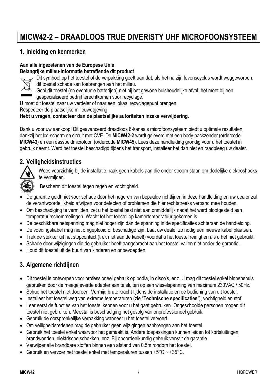 Velleman MICW42-2 User Manual | Page 7 / 30