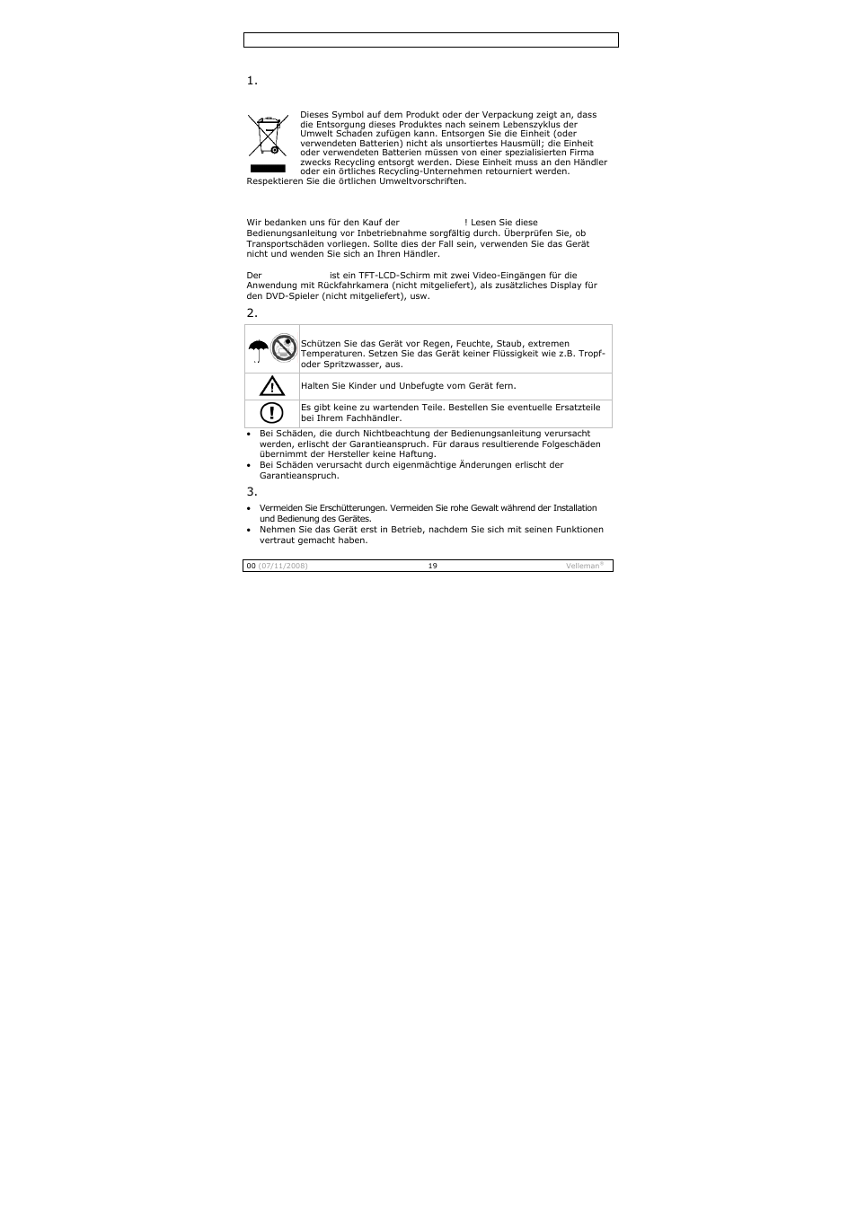 Bedienungsanleitung | Velleman MONCOLHA3 User Manual | Page 19 / 22