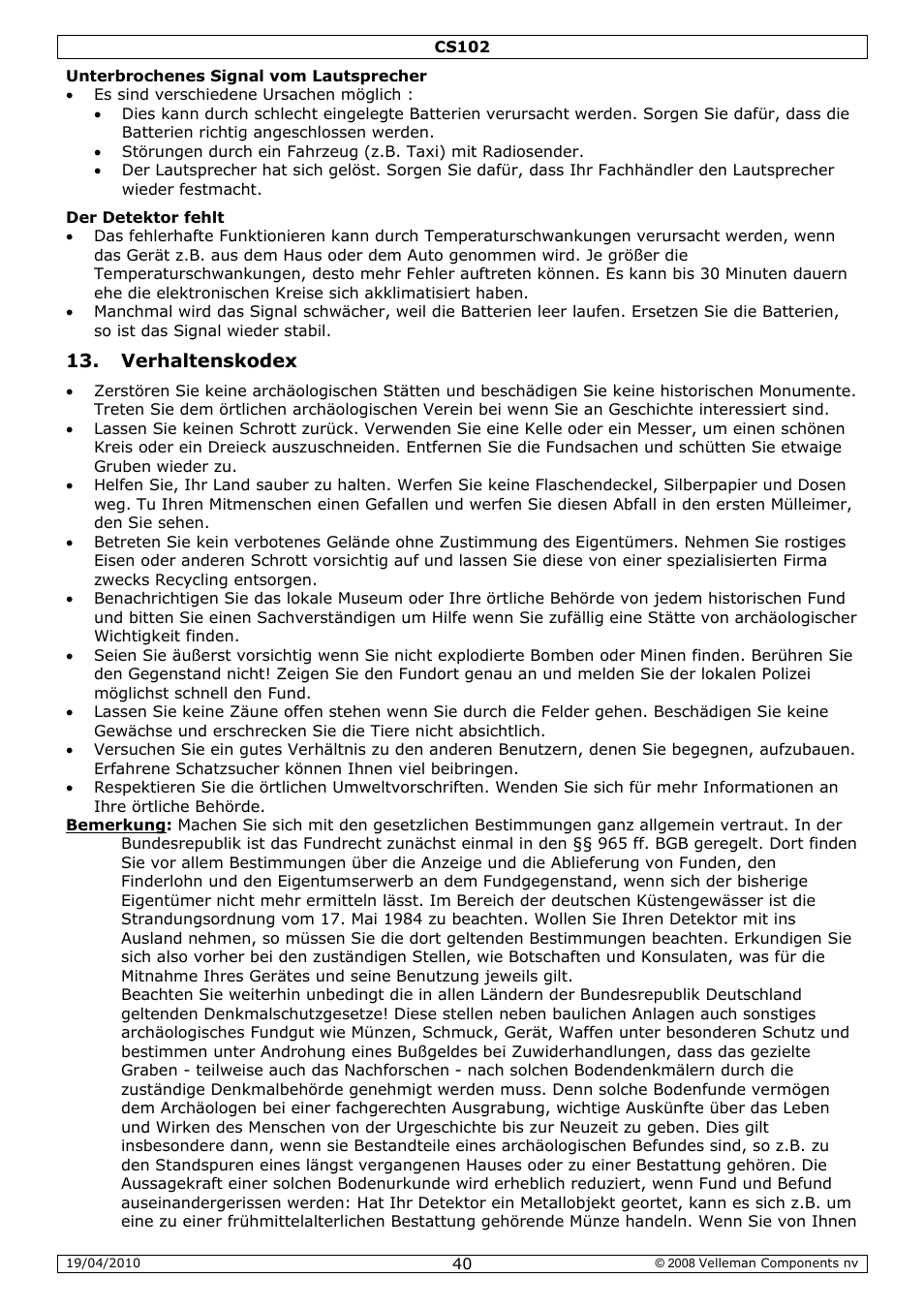 Velleman CS102 User Manual | Page 40 / 52