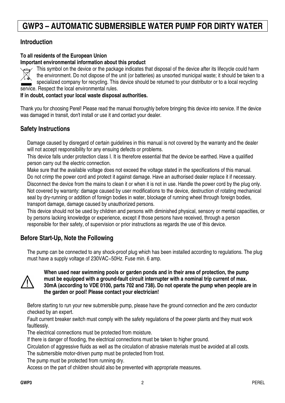 Velleman GWP3 User Manual | Page 2 / 19