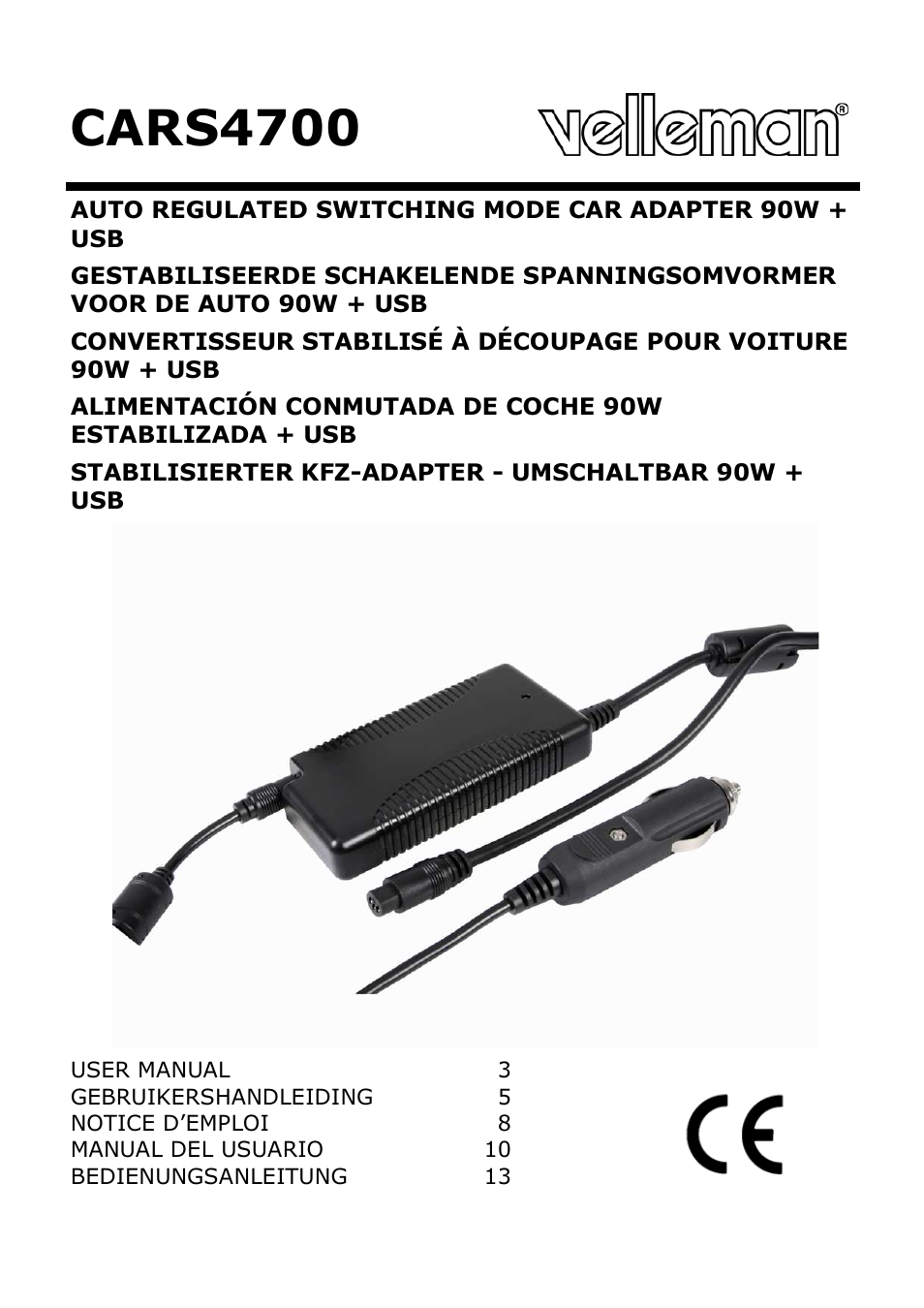 Velleman CARS4700 User Manual | 19 pages