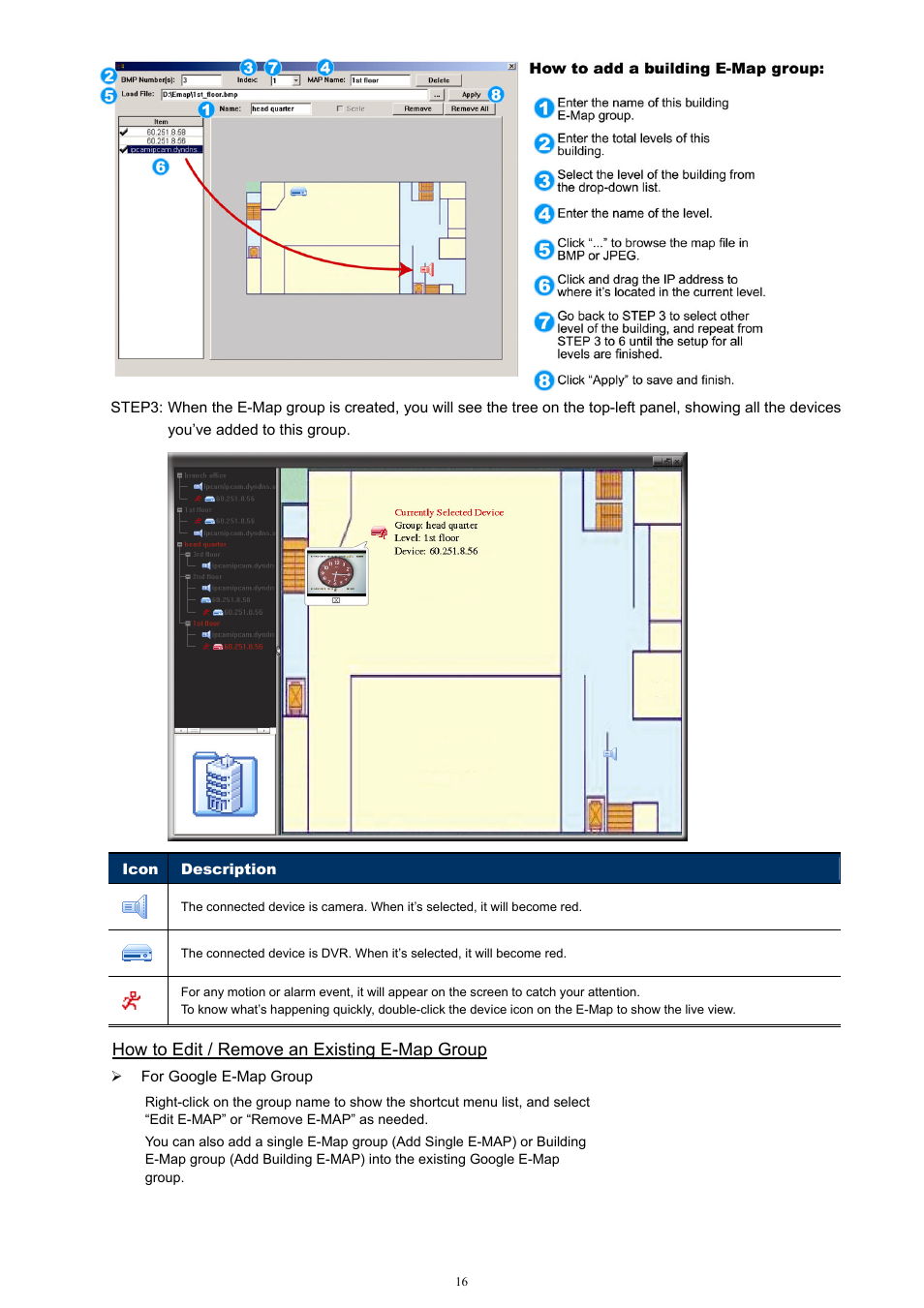 How to edit / remove an existing e-map group | Velleman Central Management System User Manual | Page 19 / 43
