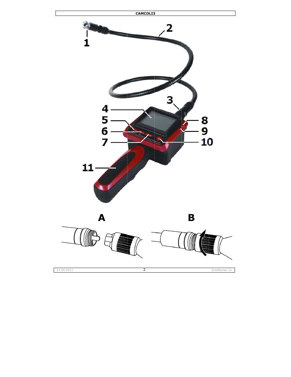 Velleman CAMCOLI3 User Manual | Page 2 / 17