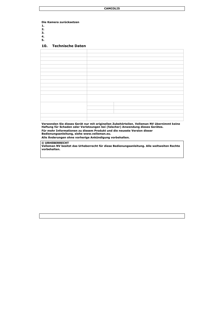 Velleman CAMCOLI5 User Manual | Page 35 / 37