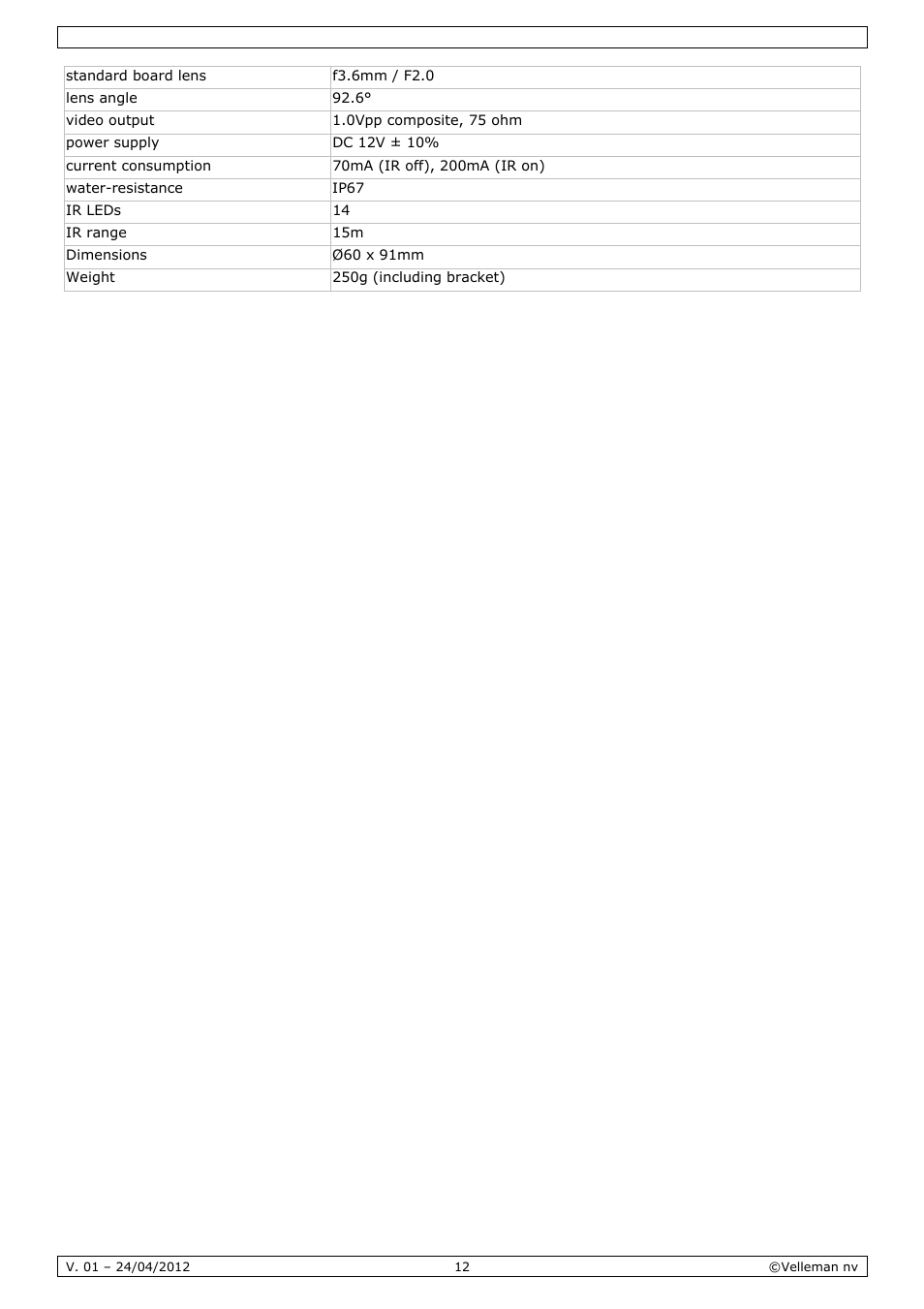 Velleman CCTVPROM14 User Manual | Page 12 / 49