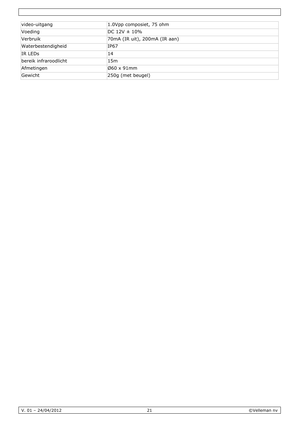 Velleman CCTVPROM14 User Manual | Page 21 / 49