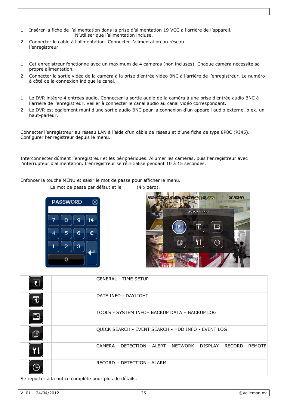 Configuration de base | Velleman CCTVPROM14 User Manual | Page 25 / 49