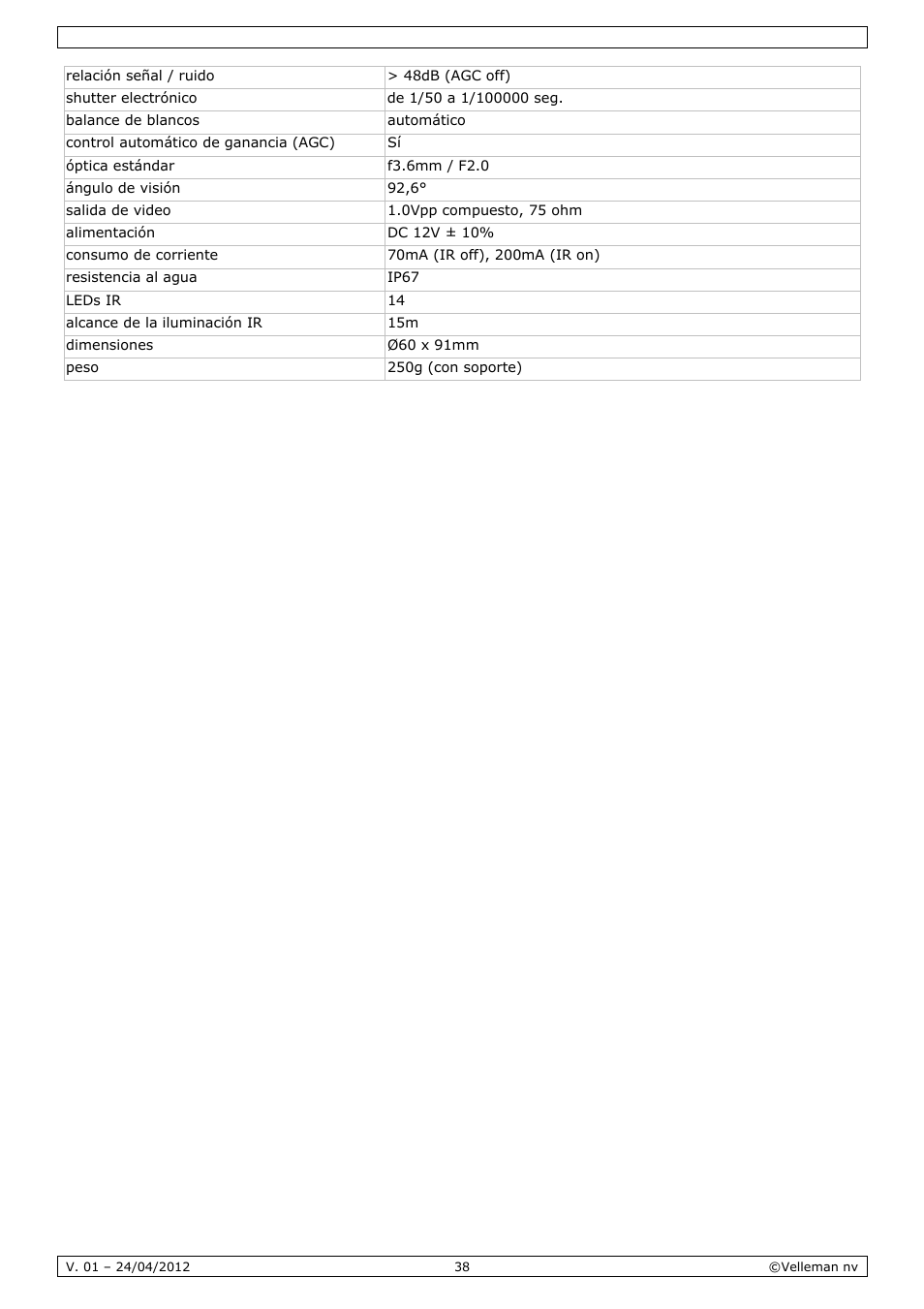 Velleman CCTVPROM14 User Manual | Page 38 / 49