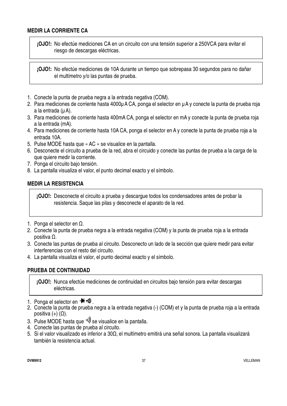 Velleman DVM9912 User Manual | Page 37 / 53