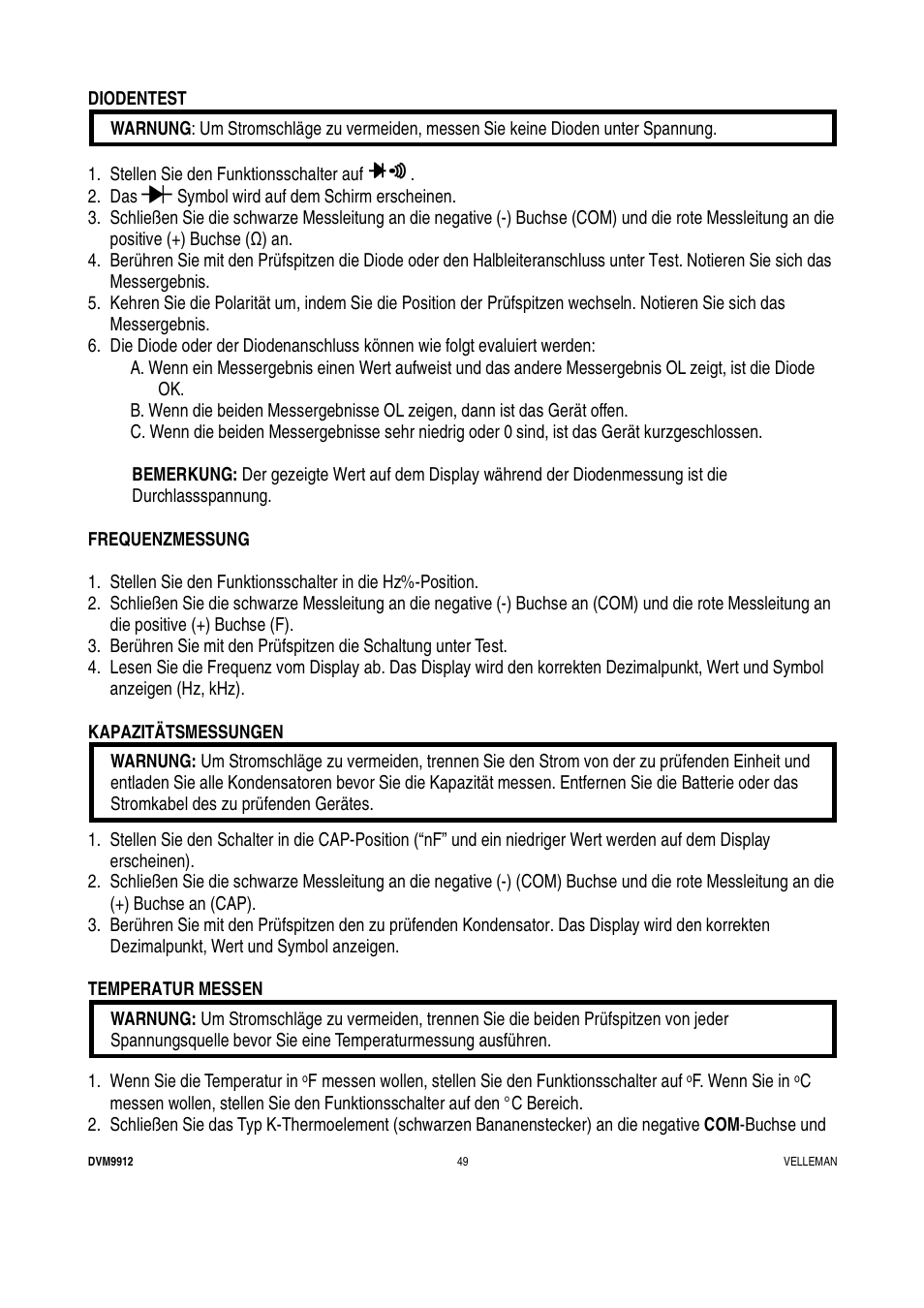 Velleman DVM9912 User Manual | Page 49 / 53