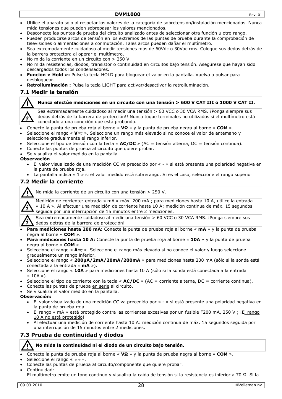 Velleman DVM1000 User Manual | Page 28 / 41
