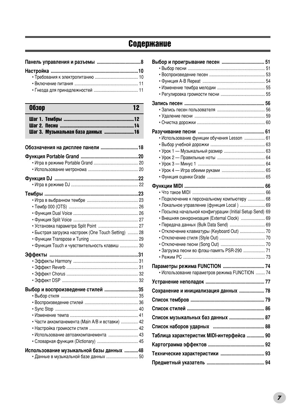 Yamaha PSR-290 User Manual | Page 7 / 98