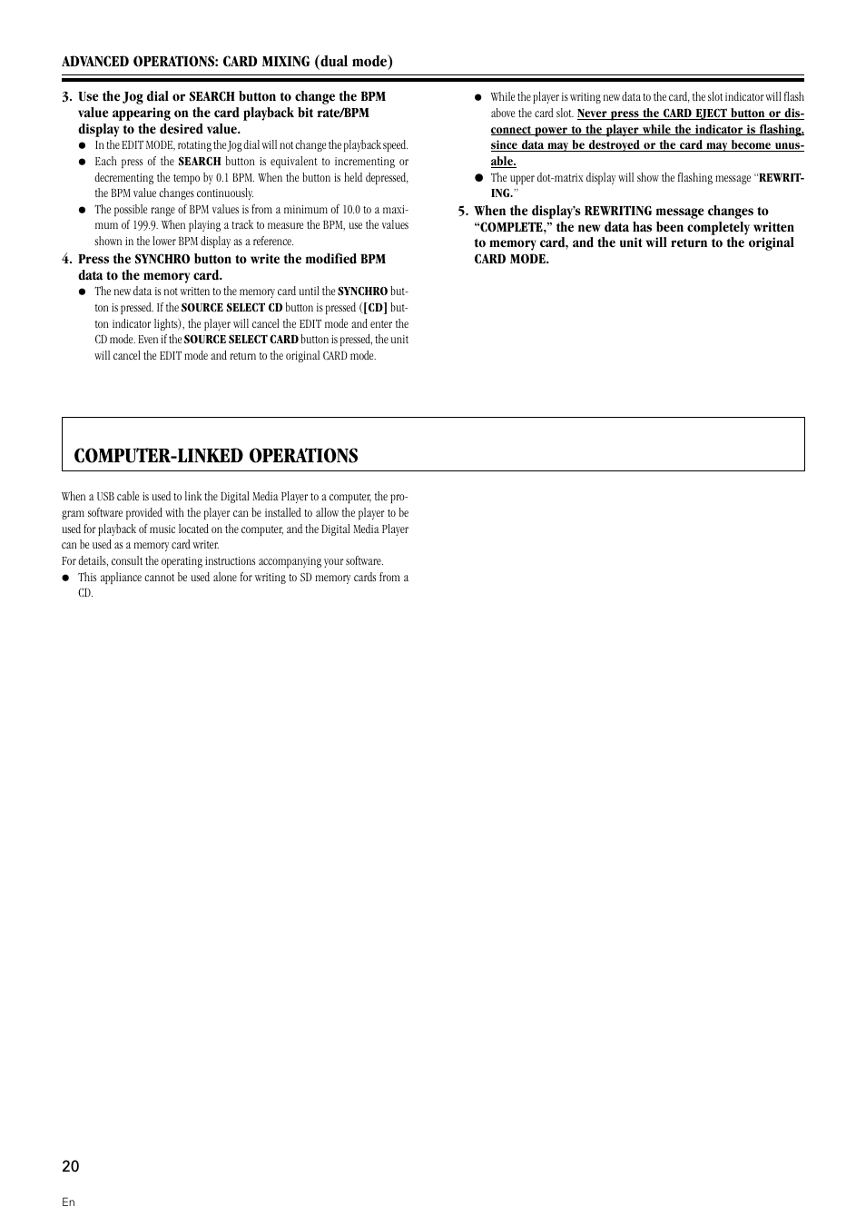 Computer-linked operations | Pioneer DMP-555 User Manual | Page 20 / 24