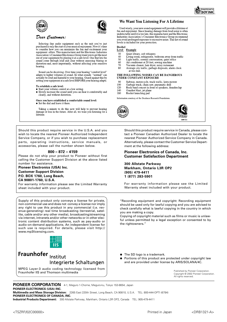 Pioneer DMP-555 User Manual | Page 24 / 24