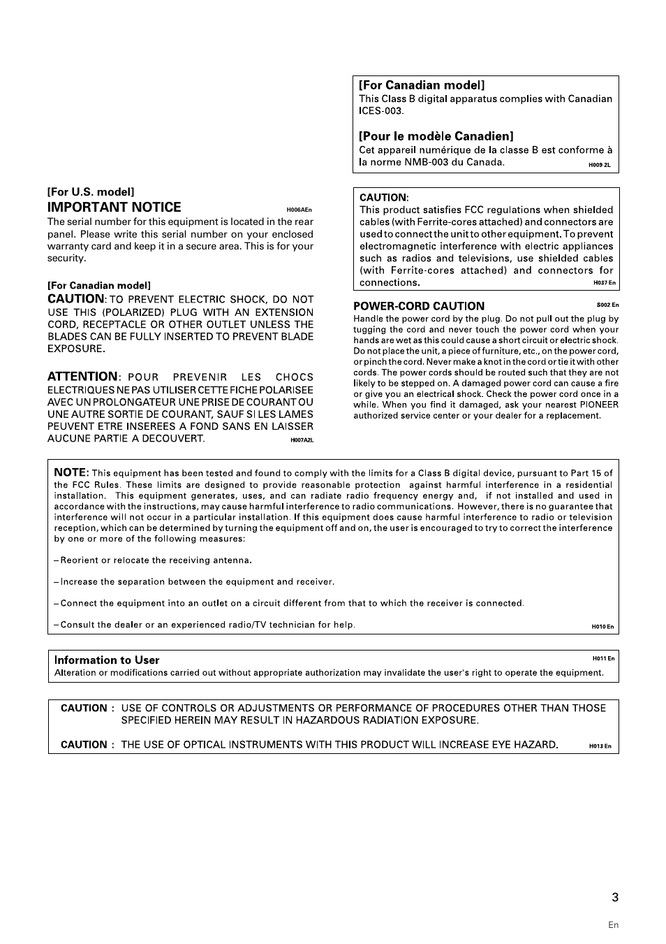 Important notice | Pioneer DMP-555 User Manual | Page 3 / 24