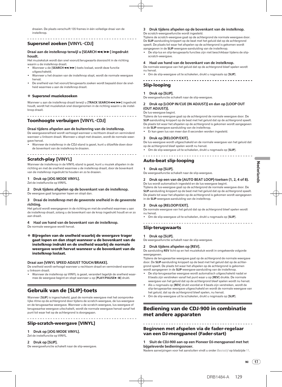 Gebruik van de [slip]-toets | Pioneer CDJ-900 User Manual | Page 129 / 198