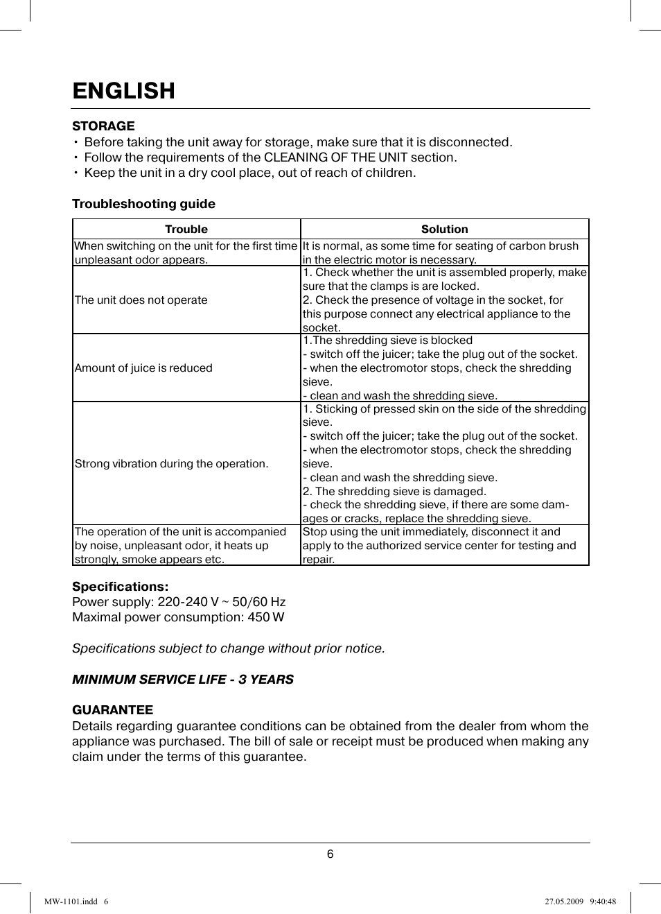 English | MAXWELL MW-1101 W User Manual | Page 6 / 48