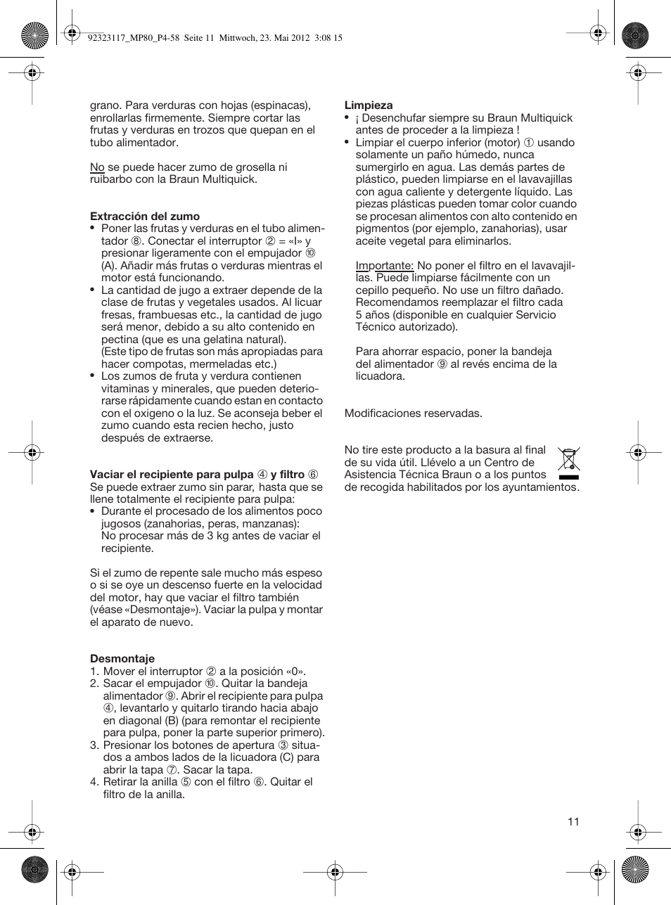 Braun Multiquick 5 MP 80 User Manual | Page 11 / 57