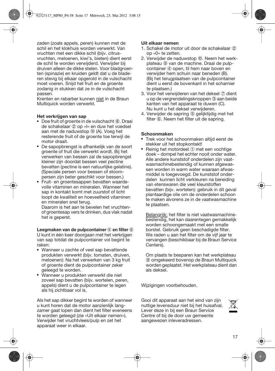 Braun Multiquick 5 MP 80 User Manual | Page 17 / 57