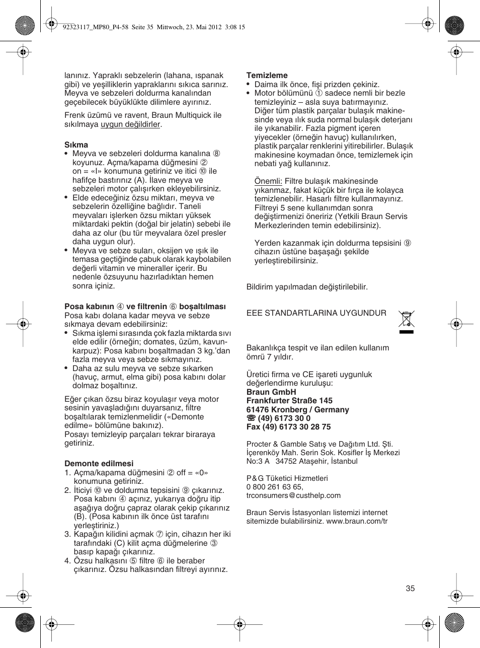 Braun Multiquick 5 MP 80 User Manual | Page 35 / 57