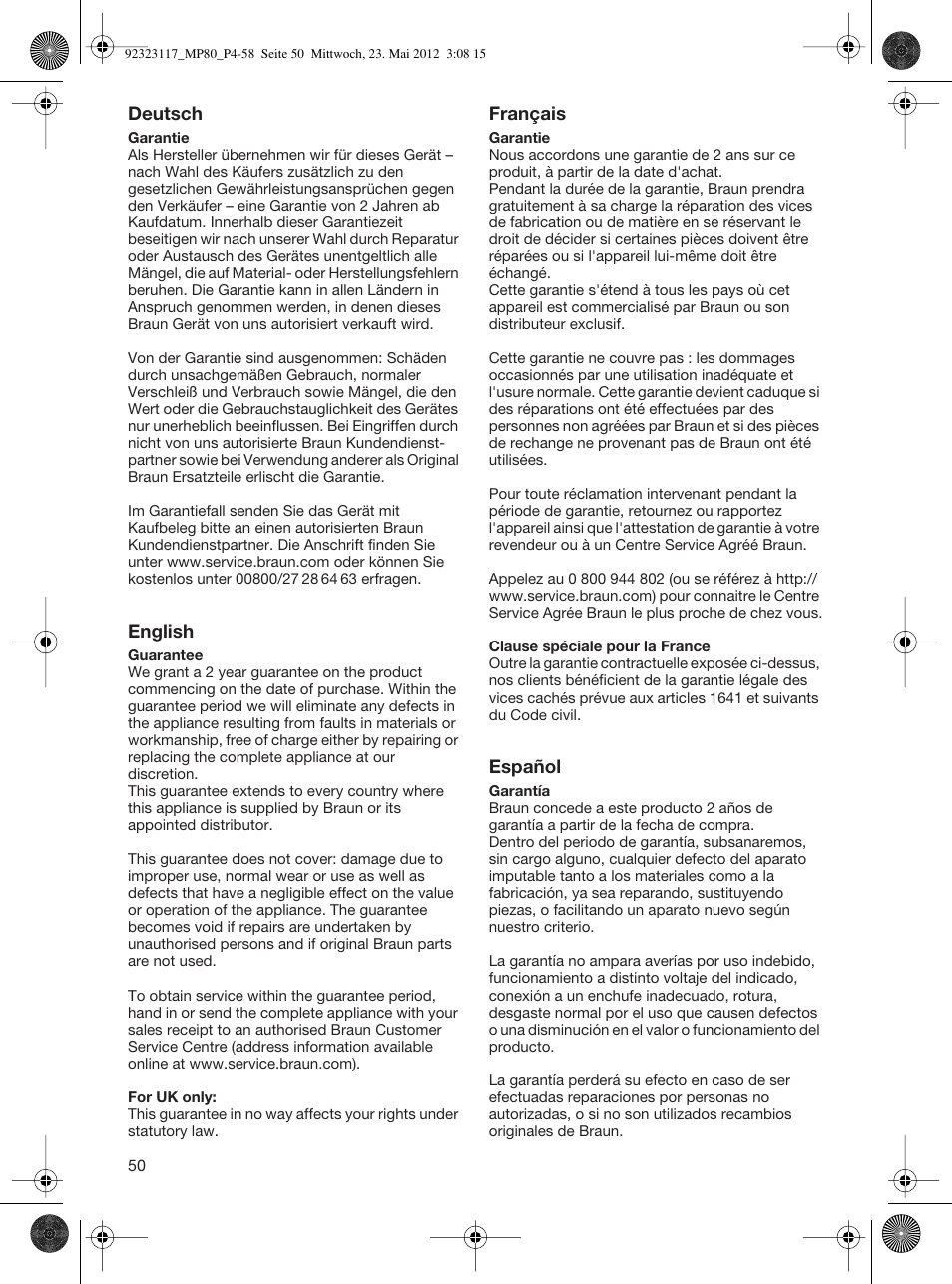 Braun Multiquick 5 MP 80 User Manual | Page 50 / 57
