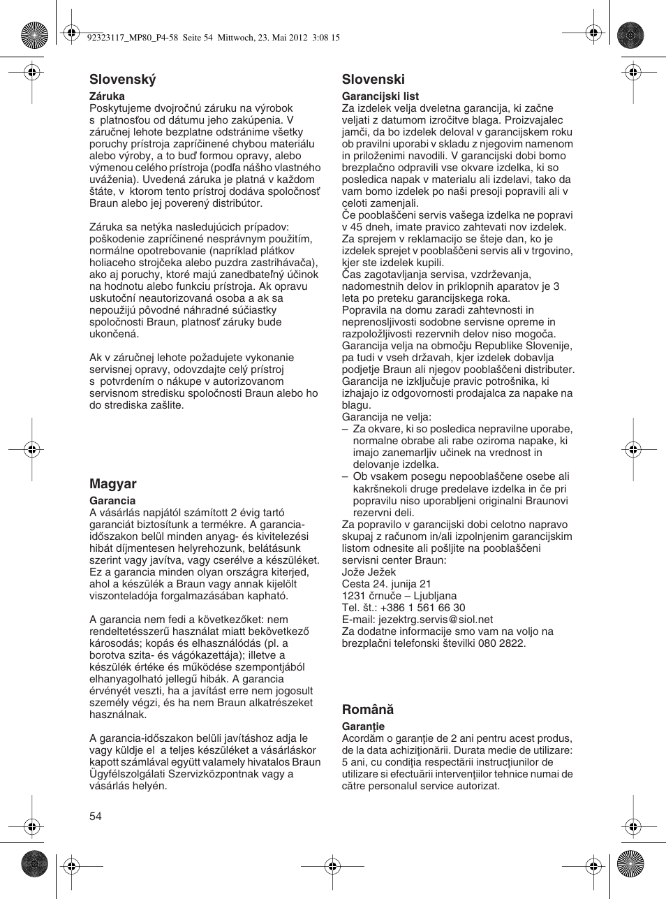 Braun Multiquick 5 MP 80 User Manual | Page 54 / 57